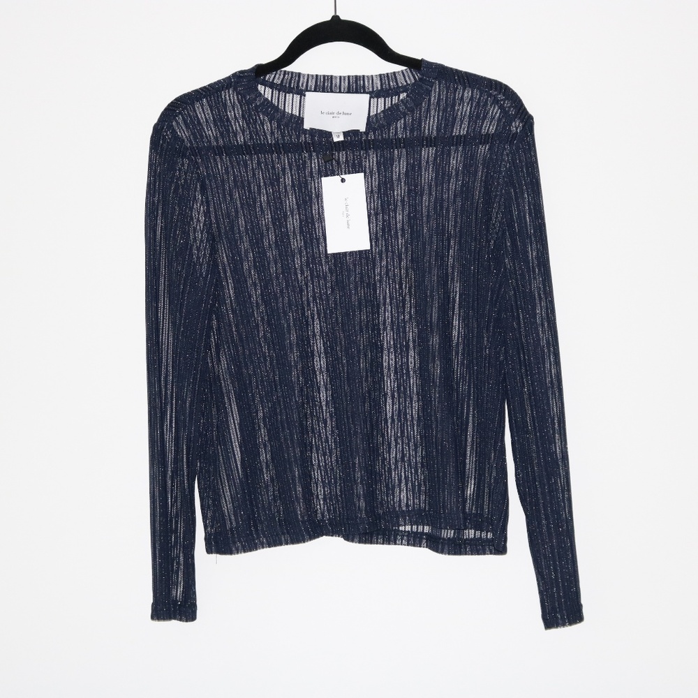 💥LE CLAIR DE LUNE Navy Long Sleeve Top - Picture 2 of 4